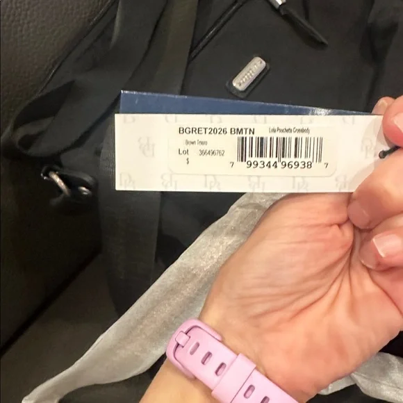 Dooney & Bourke Black and Tan Monogram Crossbody Bag 9x6 - Picture 8 of 8